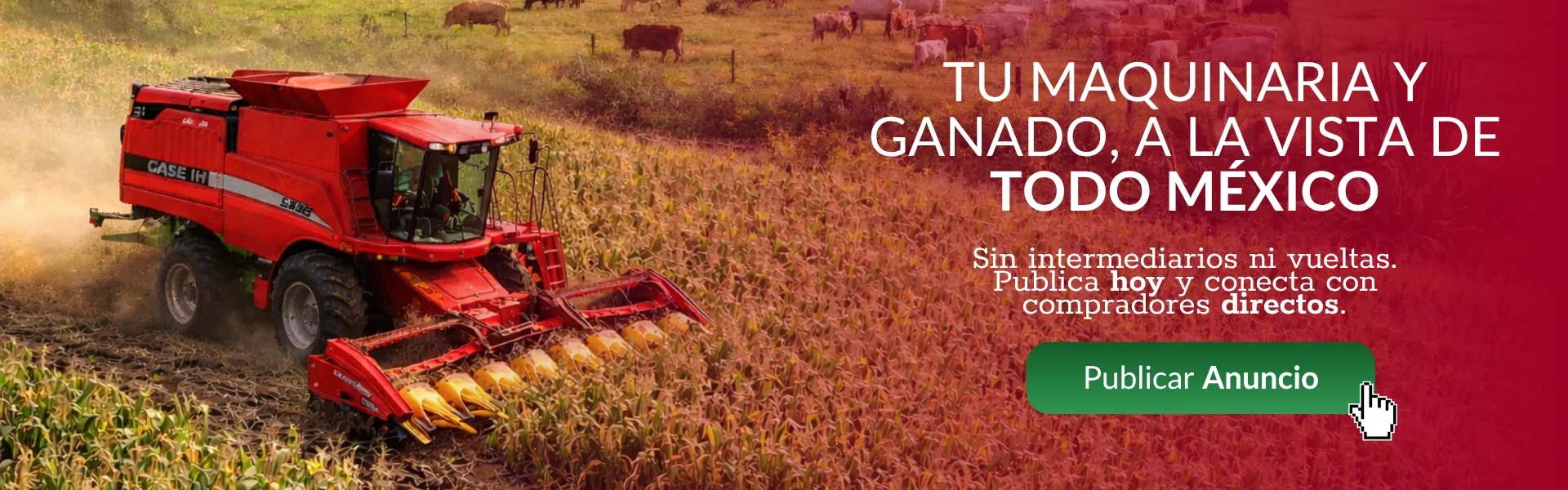 Tu maquinaria y ganado a la vista de todo México. Compra venta de ganado, maquinaria y terrenos.